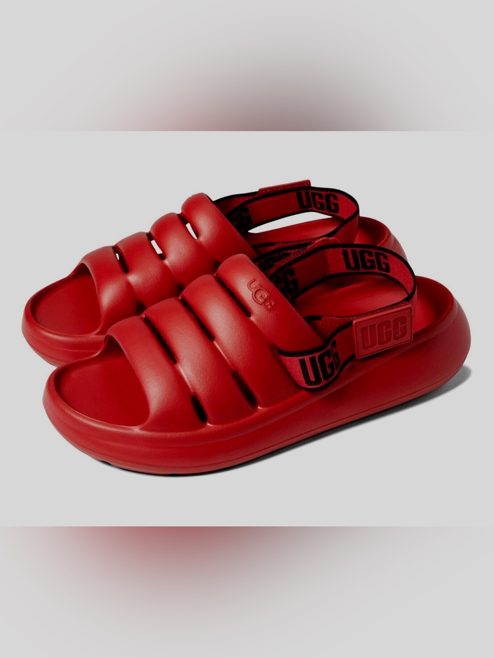 UGG Sport Yeah Sandal Slides Red/Black w/Strap Size 11